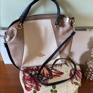 Coach Tan and Black Satchel